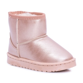 FRROCK Bottes de neige chaudes champagne pour enfants Scooby rose doré