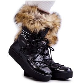 FM1 Bottes de neige à lacets pour femmes Noir Santero