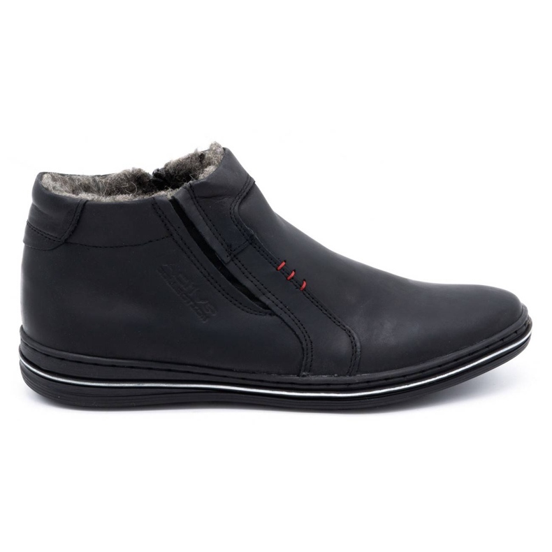 Polbut Chaussures en cuir masculin d'hiver 381 noir le noir