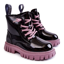 PA1 Bottines Heidi Warm Laquées Noires et Violettes