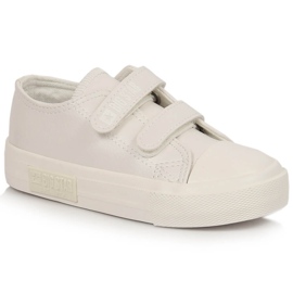 Baskets pour enfants en cuir écologique avec velcro blanc Big Star KK374093