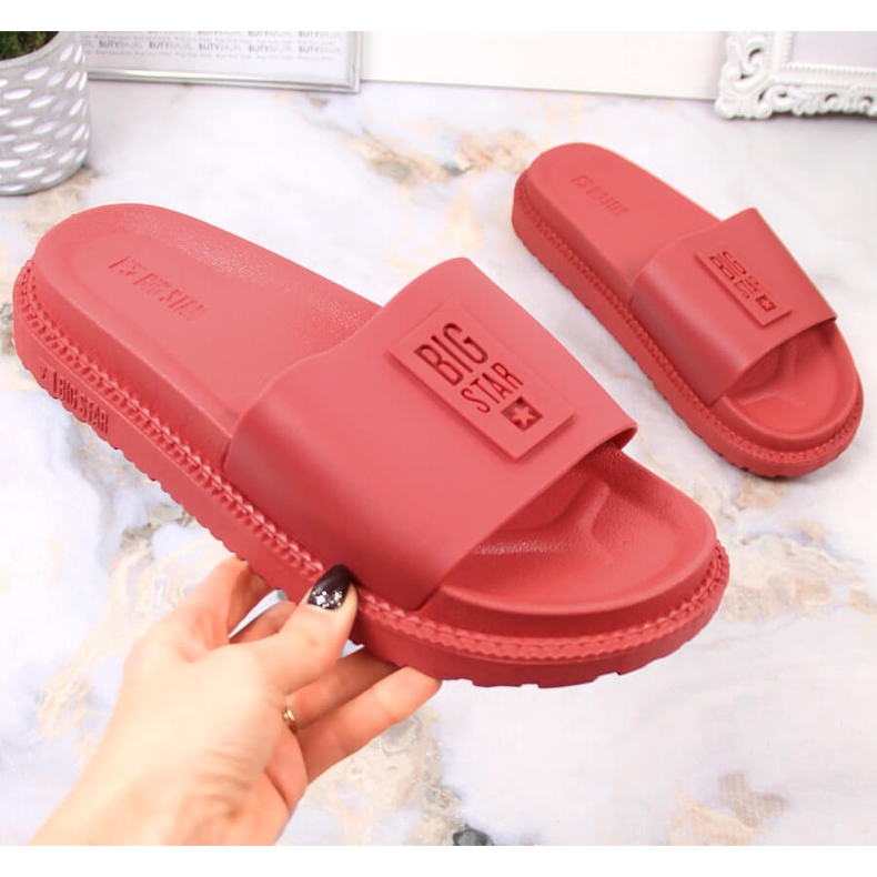 Chaussons plateforme femme rouge Big Star LL274430