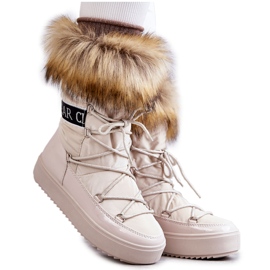 Bottes de neige à lacets beige des femmes