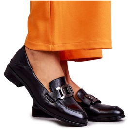 Vinceza Mocassins en cuir à la mode Black Trine noir