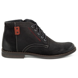 Kampol Bottes d'hiver en cuir pour hommes 103KAM noir le noir
