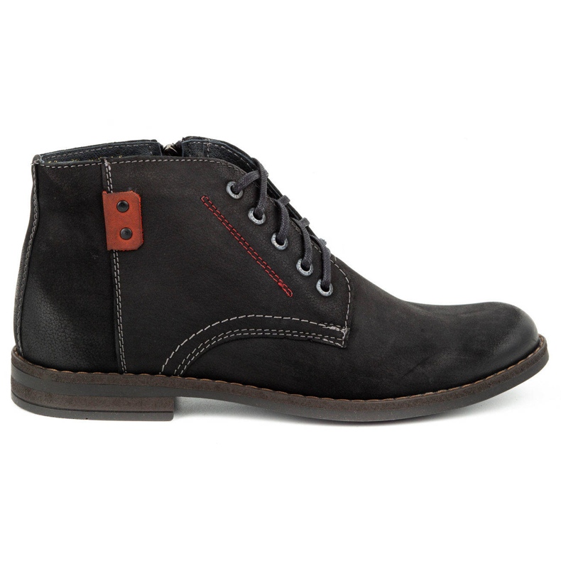 Kampol Bottes d'hiver en cuir pour hommes 103KAM noir le noir