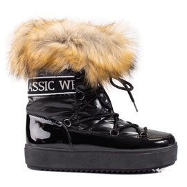Bottes de neige femme Shelovet noires avec fourrure le noir