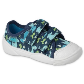 Chaussons enfant Befado avec velcro, bleu marine 907P157 avec dragons