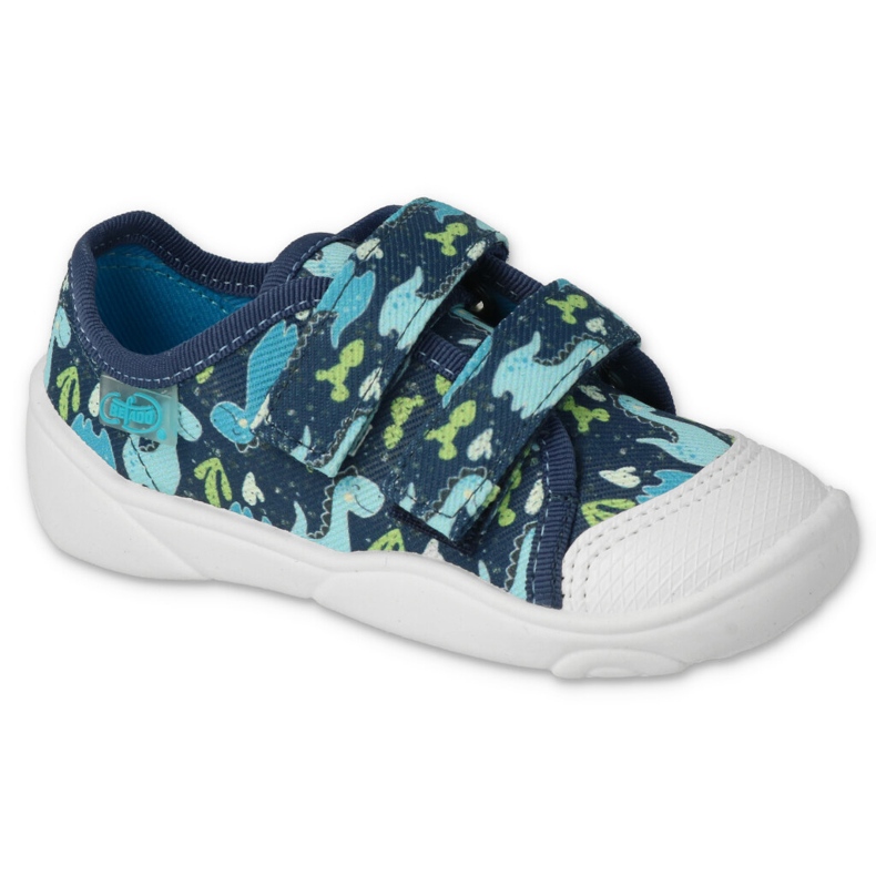 Chaussons enfant Befado avec velcro, bleu marine 907P157 avec dragons