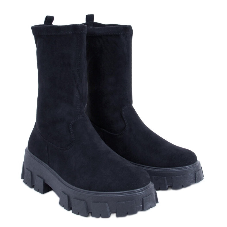 PA1 Bottines plates Phyllis en daim noir le noir