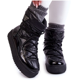 PM1 Bottes de neige à lacets à la mode pour femmes en noir Carrios le noir