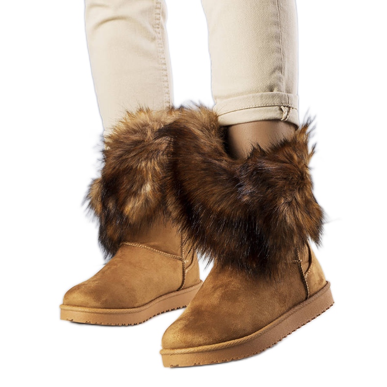 BM Bottes de neige isolées marron avec fourrure de Kynlee gris