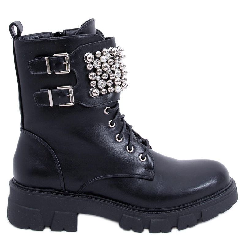 PA1 Bottines à perles noires Vance le noir
