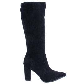 PA1 Bottes à talons en daim noir Farrah le noir