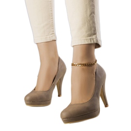 Escarpins Emily marron à talons hauts beige