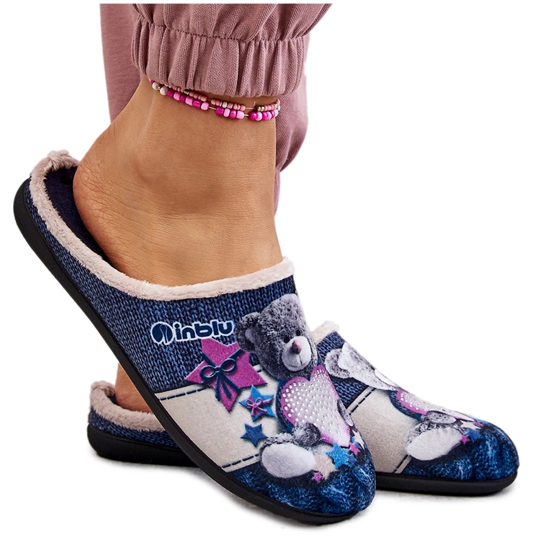 BEFADO S.A. Chaussons Befado Teddy Bear Avec Coeur 155D210 Bleu Marine