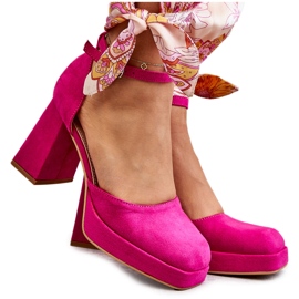 PS2 Escarpins à plateforme en daim fuchsia Diame à talons épais rose