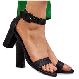 Sandales à Talons Brillants Noir Maxim