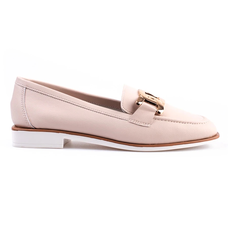 Mocassins Shelovet en cuir beige, femmes