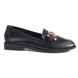 Mocassins Shelovet en cuir noir, femmes