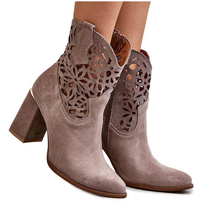 Lewski Shoes Bottines Daim Ajourées Leewski Shoes 3264 Marron clair brun