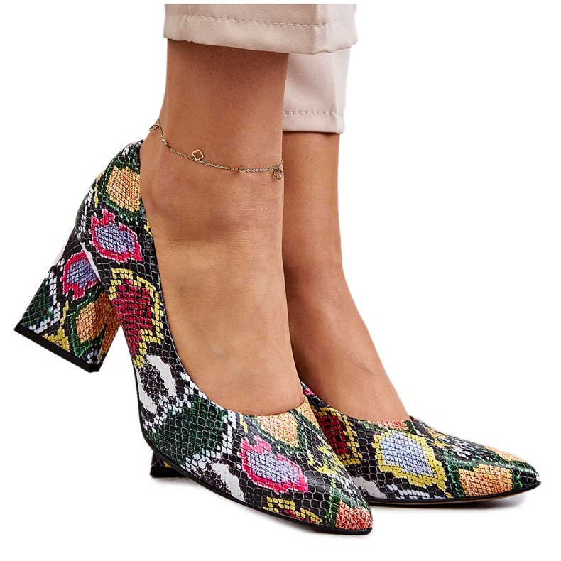 Lewski Shoes Escarpins En Cuir À Motif Serpent Left Shoes 3277 Multicolore