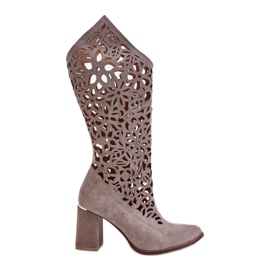Lewski Shoes Bottes Daim Ajourées Leski Shoes 3234 Cappuccino multicolore