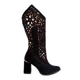 Lewski Shoes Bottes Daim Ajourées Leewski Shoes 3234 Noir