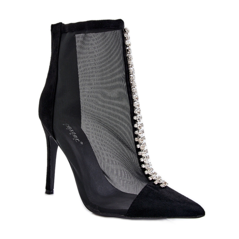 Bottes à talons hauts pour femmes à la mode avec maille noire Rummi