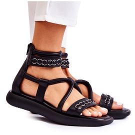 Sandales En Cuir Sur La Plateforme Maciejka 05559-01 Noir