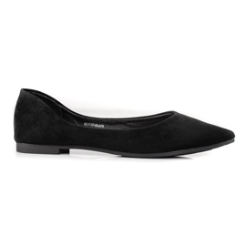 Ballerines noires pour femmes en daim écologique le noir