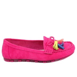 BM Mocassins Tamla fuchsia à franges rose