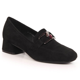 Chaussures à petit talon en daim noir Vinceza 10869
