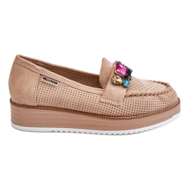 PM1 Mocassins plateforme ornés pour femme Beige Adelyn PM1 Mocassins plateforme ornés pour femme Beige Adelyn