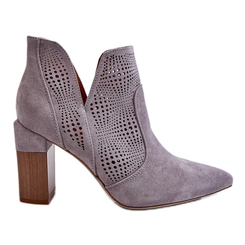 PM1 Boots Talons Hauts Daim Ajouré Gris Leanna