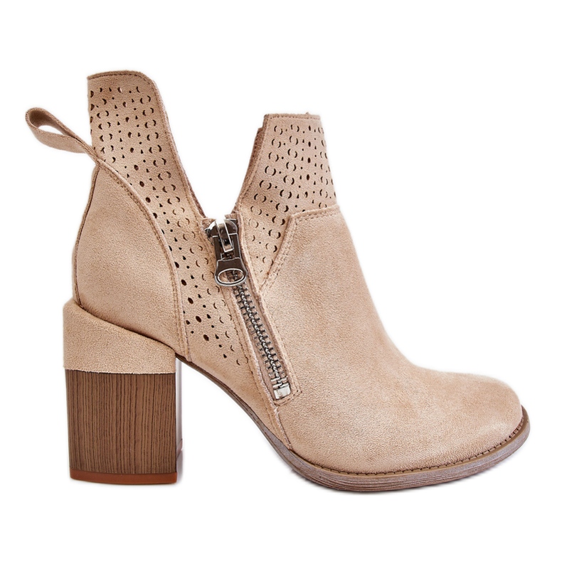 PM1 Bottines Camden Daim à Talons Chunky Beige Clair