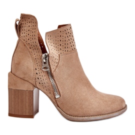 PM1 Bottes à talons épais en suède beiges Camden