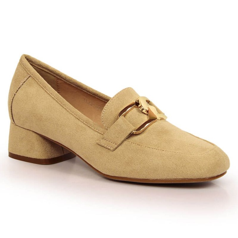 Chaussures à talons bas en daim Vinceza W JAN175B beige
