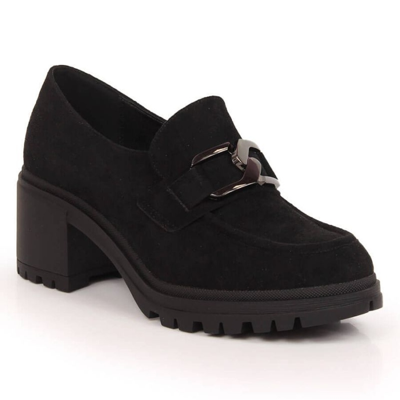 Talons hauts en daim avec chaîne Vinceza W JAN177A le noir
