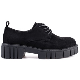Chaussures à lacets en daim pour femmes Shelovet noir