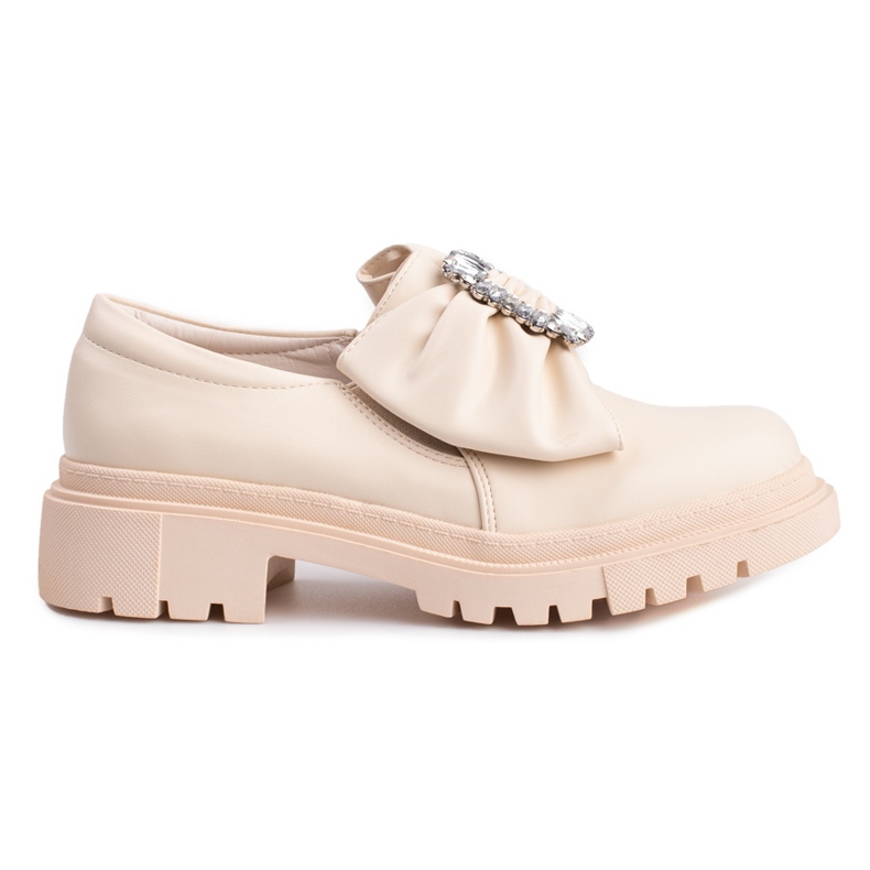 Brogues beiges pour femmes avec un nœud de Shelovet
