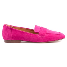 Mocassins femme Shelovet en daim fuchsia rose