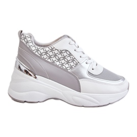 Chaussures De Sport Pour Femmes Sur La Plateforme Blanc Et Gris Ferrina