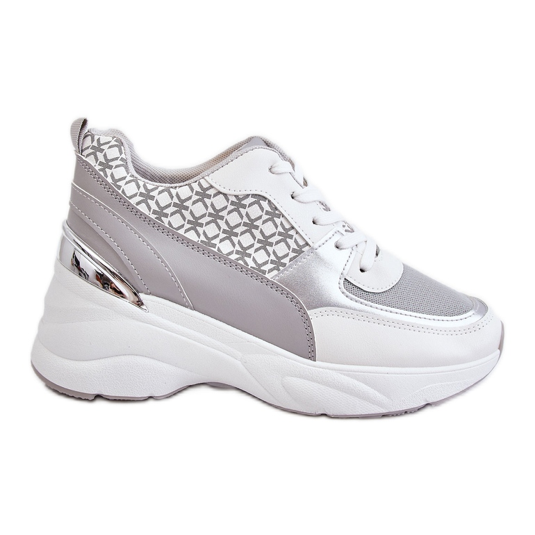 Chaussures De Sport Pour Femmes Sur La Plateforme Blanc Et Gris Ferrina blanche