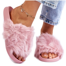 PM1 Claquettes en fourrure de caoutchouc violet clair Allyson rose