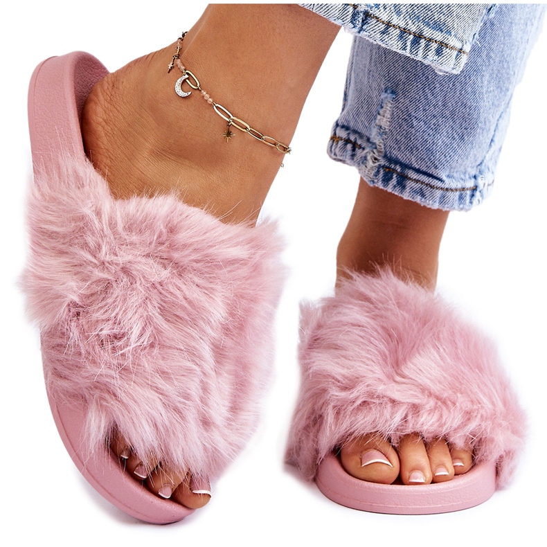 PM1 Claquettes en fourrure de caoutchouc violet clair Allyson rose
