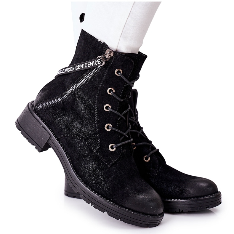 Vinceza Bottes de travail isolées pour femmes noires le noir