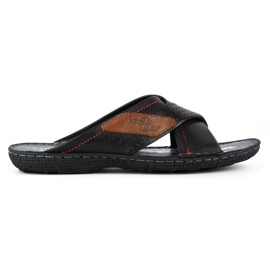 Kampol Chaussons cuir homme 216KAM noir