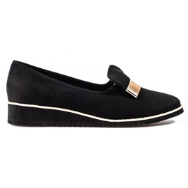 Chaussures légères pour femmes Shelovet avec décoration dorée en daim noir