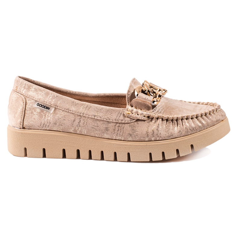 Goodin Mocassins femme Shelovet beige doré d'or